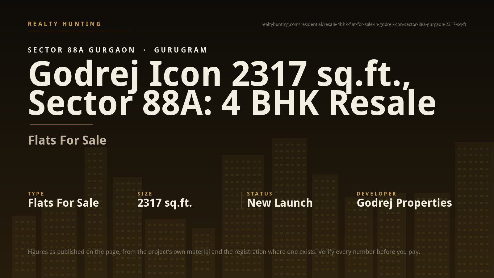 Resale 4BHK Flat for Sale in Godrej Icon, Sector 88A, Gurgaon 2317 sq.ft.