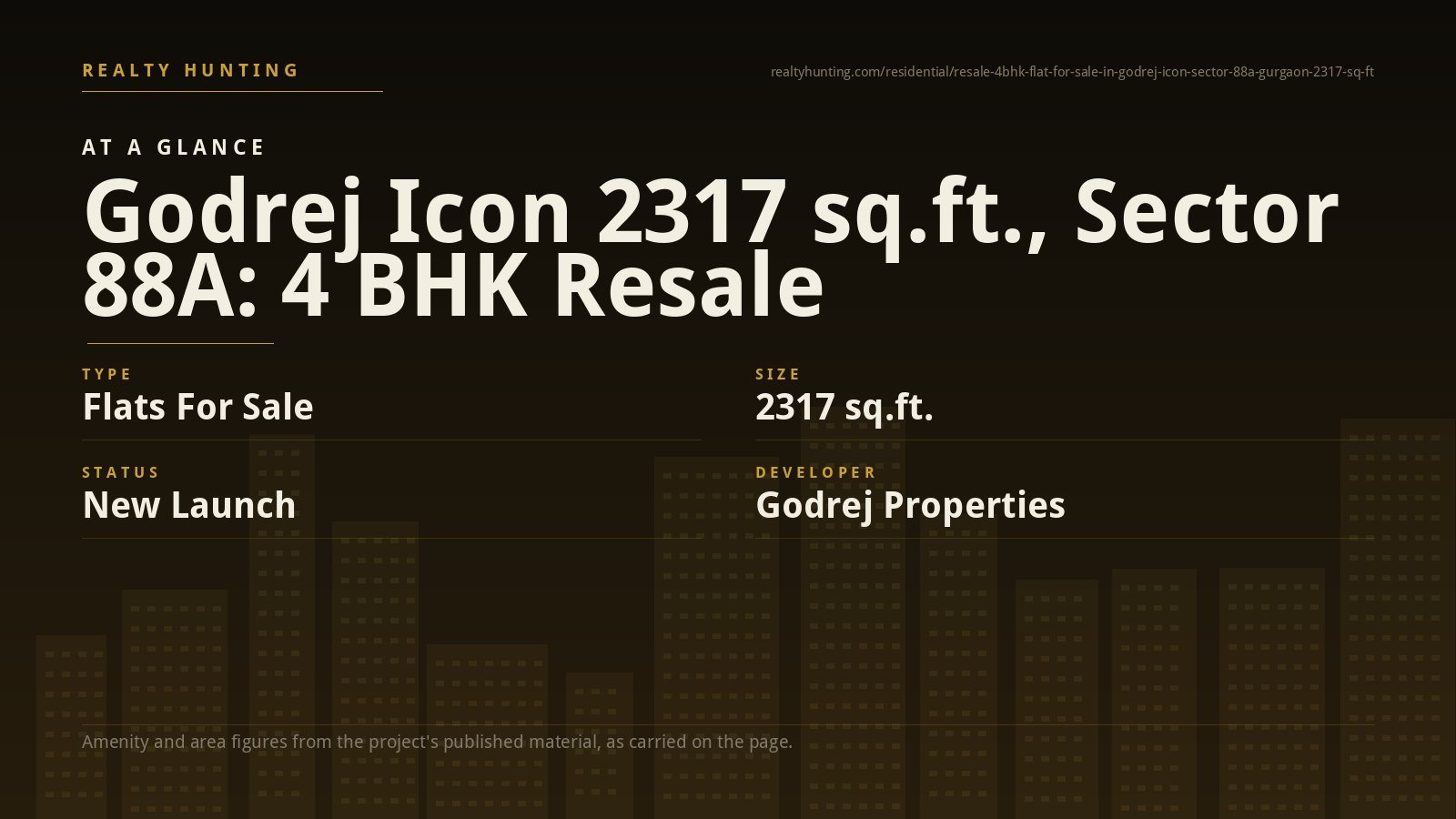 Resale 4BHK Flat for Sale in Godrej Icon, Sector 88A, Gurgaon 2317 sq.ft. — photo 1