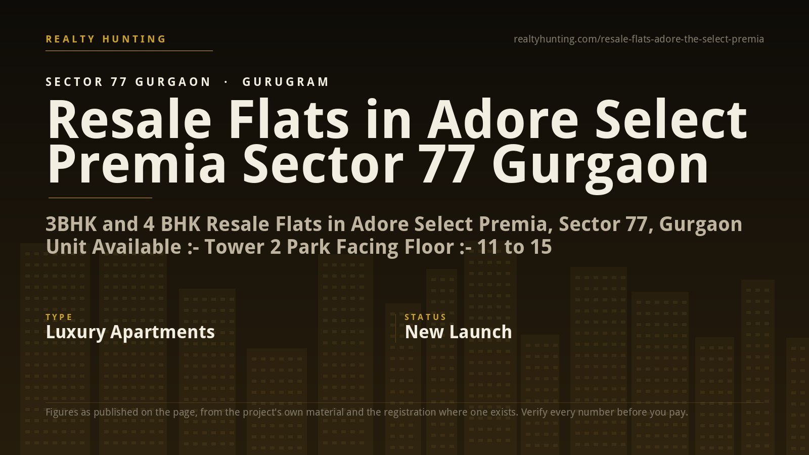 Resale Flats in Adore Select Premia, Sector 77, Gurgaon