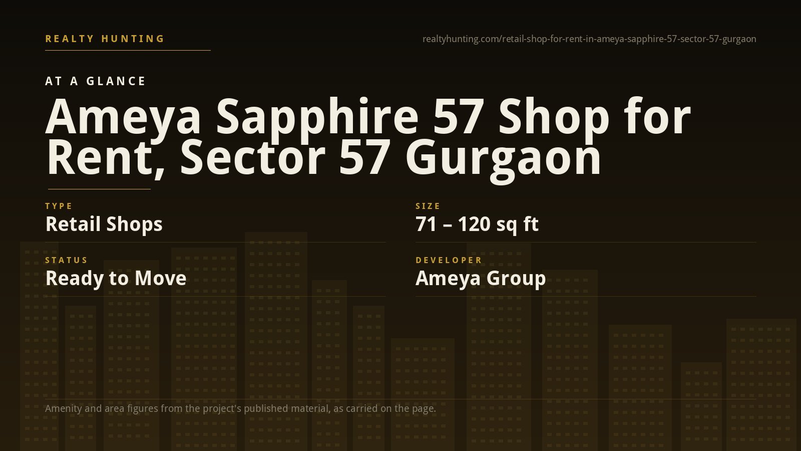 Ameya Sapphire 57 Shop for Rent, Sector 57 Gurgaon — photo 1