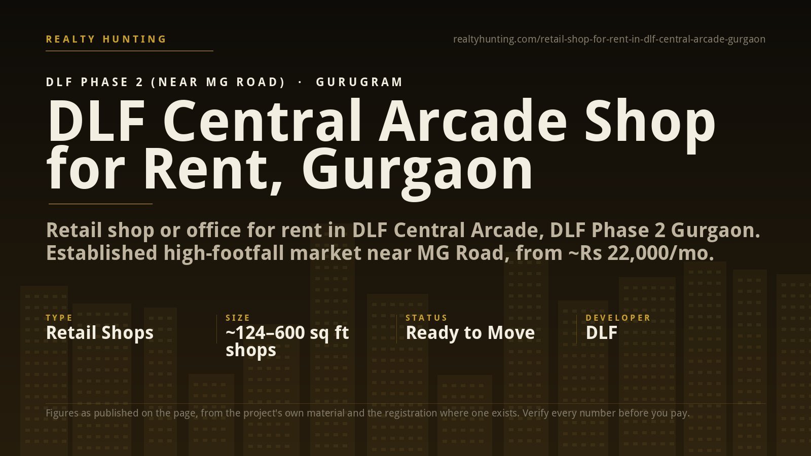 DLF Central Arcade Shop for Rent, DLF Phase 2 Gurgaon