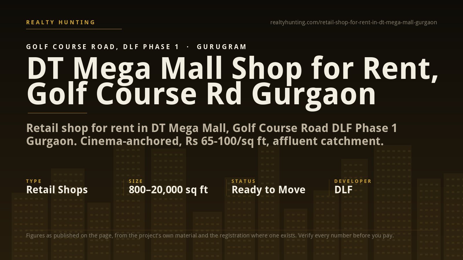 DT Mega Mall Shop for Rent, Golf Course Rd Gurgaon