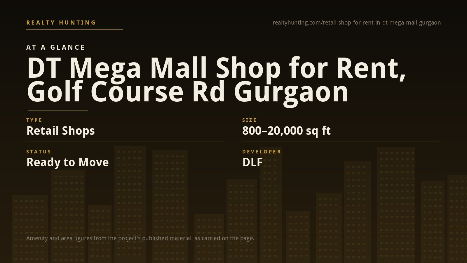 DT Mega Mall Shop for Rent, Golf Course Rd Gurgaon — photo 1