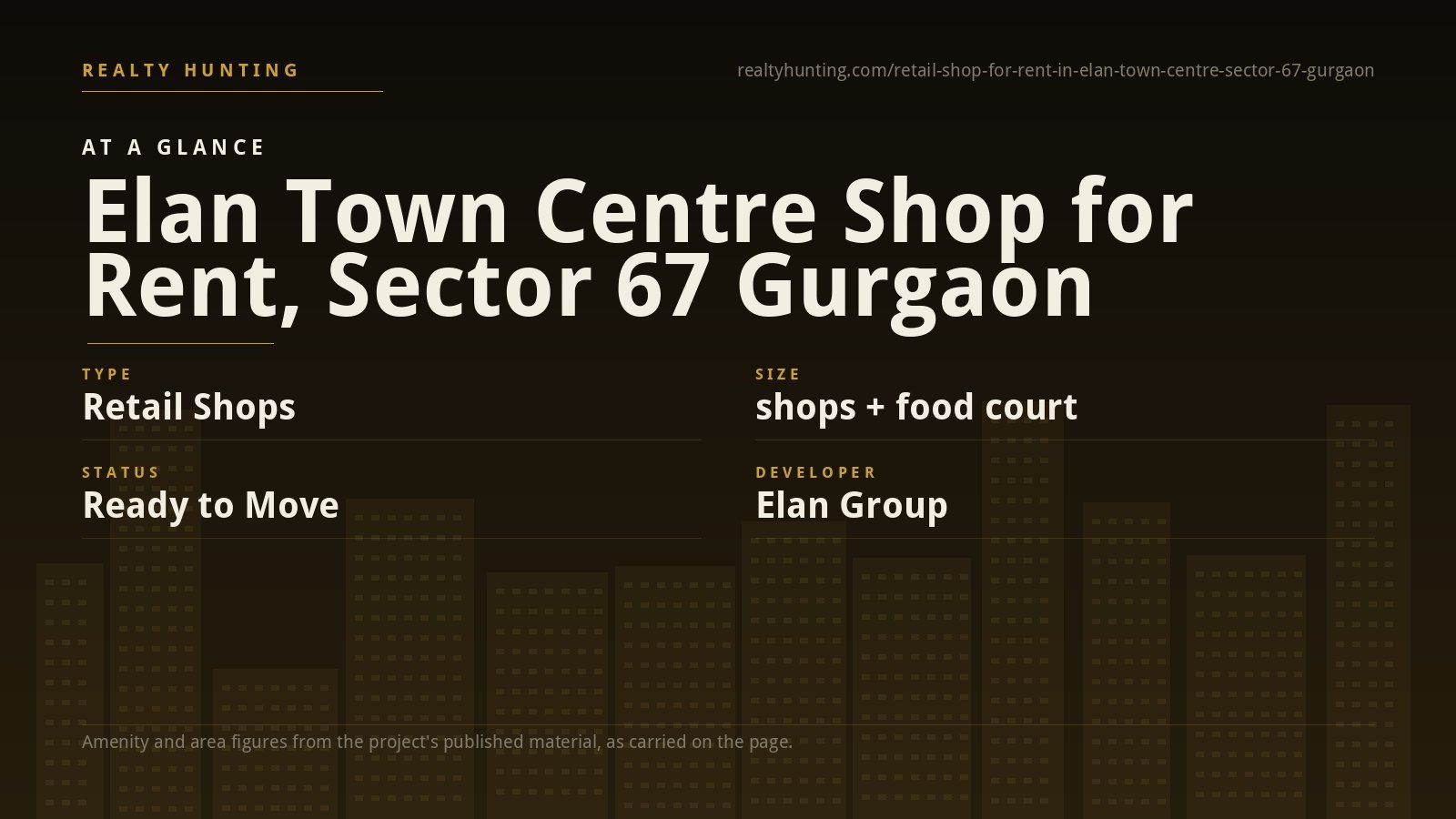 Elan Town Centre Shop for Rent, Sector 67 Gurgaon — photo 1