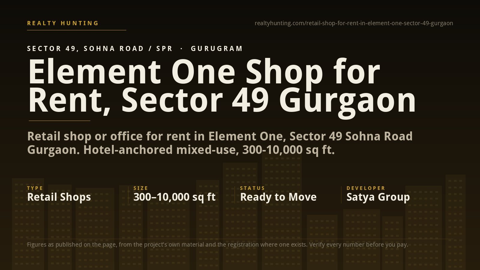 Element One Shop for Rent, Sohna Road Sector 49 Gurgaon