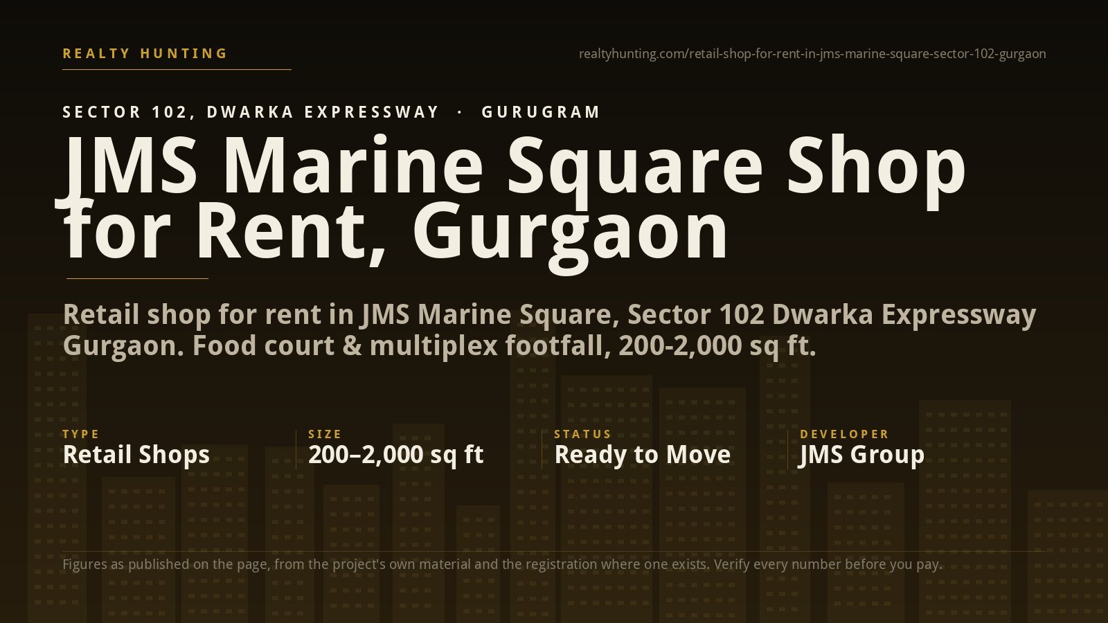 JMS Marine Square Shop for Rent, Sector 102 Gurgaon