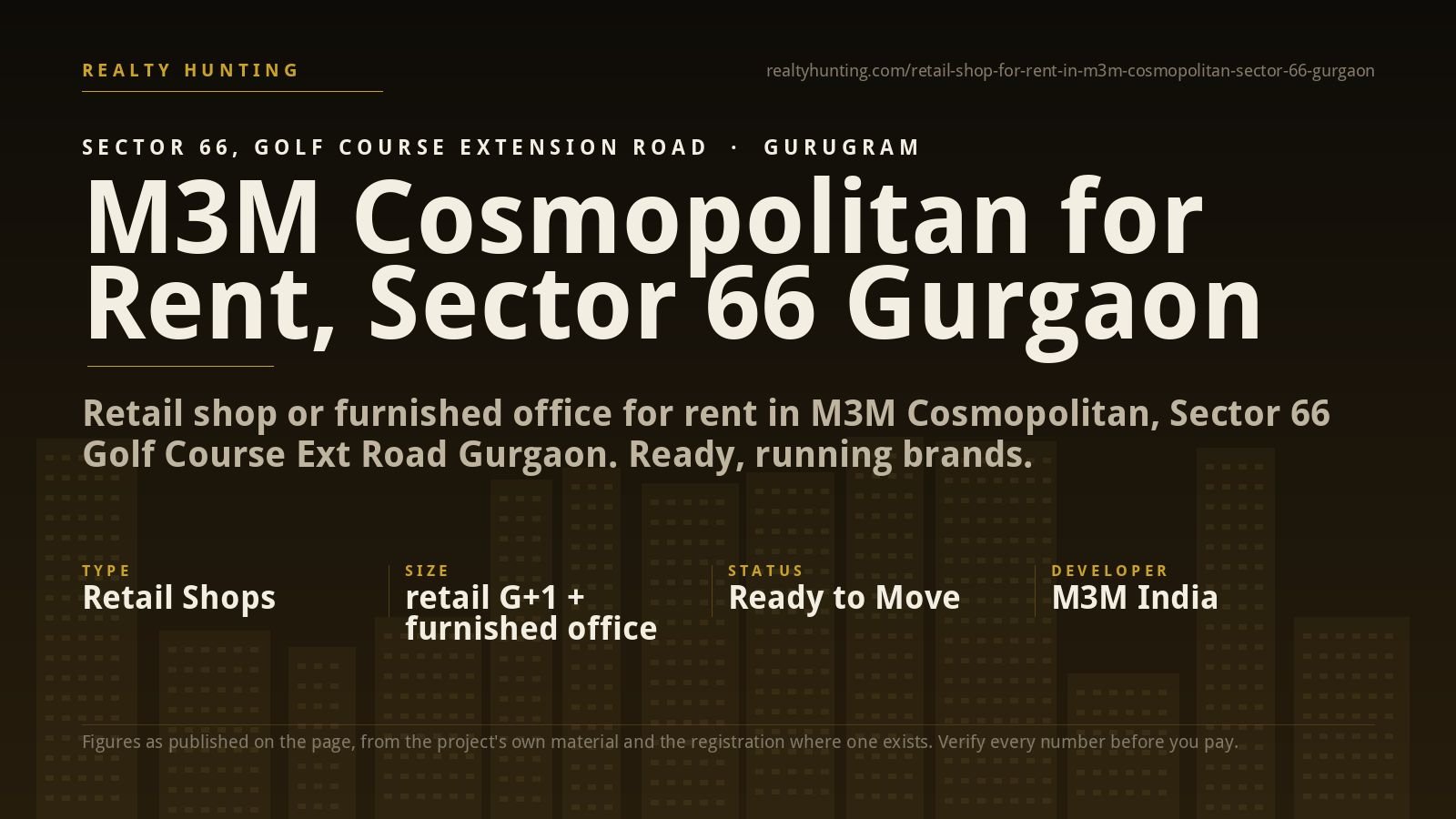 M3M Cosmopolitan Shop & Office for Rent, Sector 66 Gurgaon