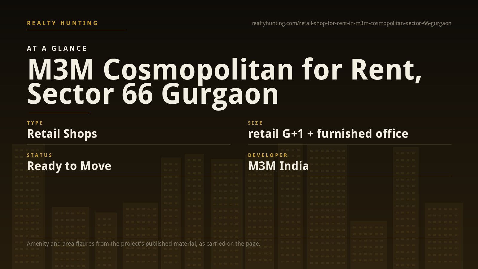 M3M Cosmopolitan Shop & Office for Rent, Sector 66 Gurgaon — photo 1