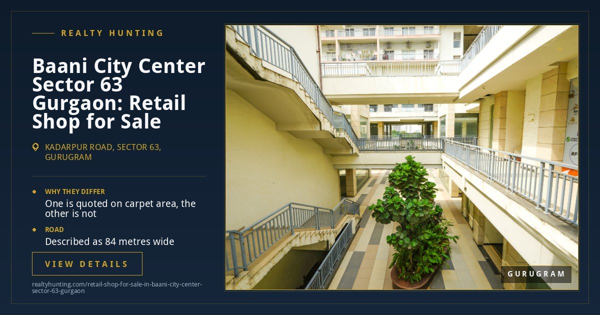 Baani City Center Retail Shop for Sale, Sector 63 Gurgaon — photo 2