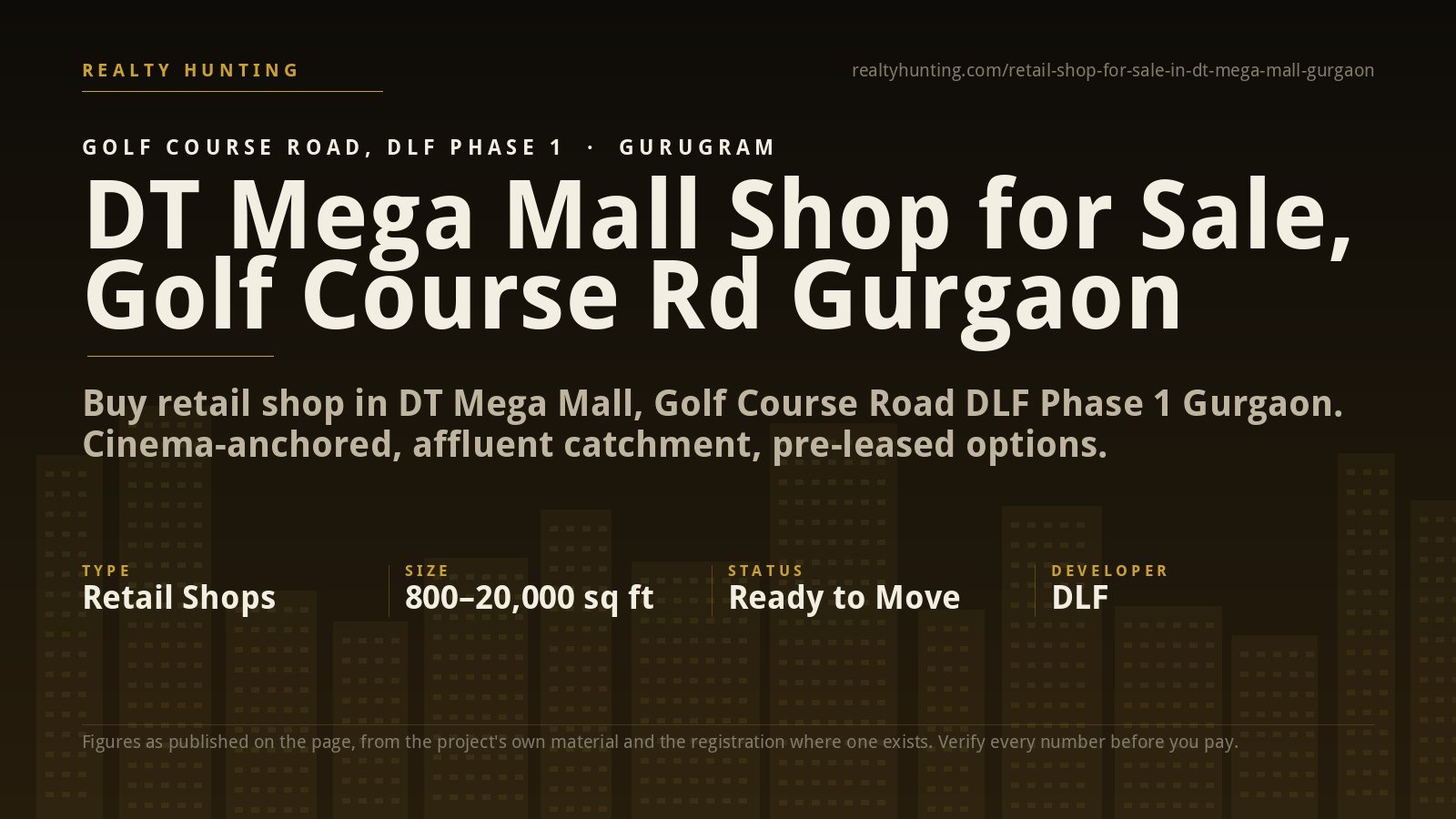 DT Mega Mall Shop for Sale, Golf Course Rd Gurgaon