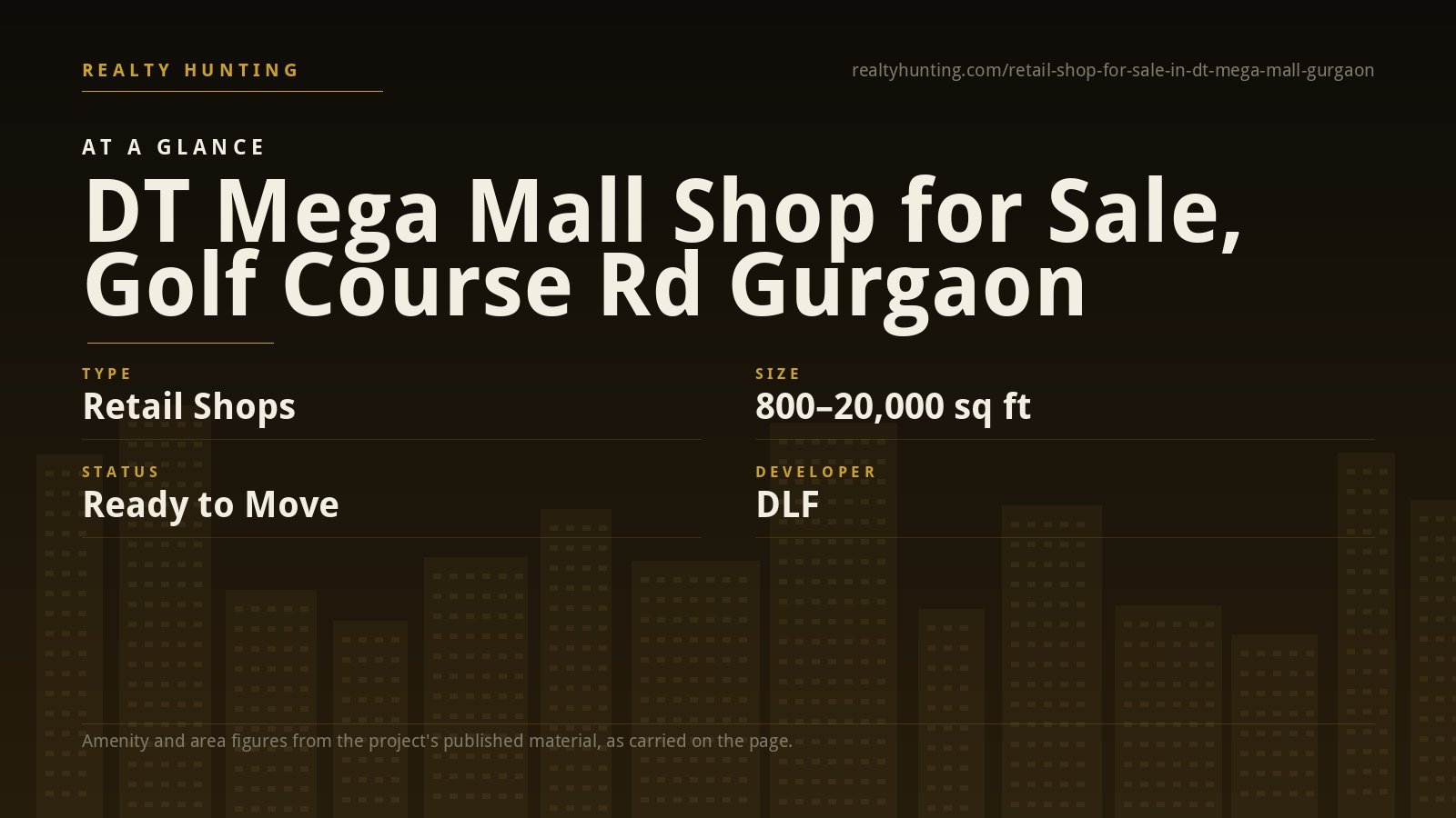 DT Mega Mall Shop for Sale, Golf Course Rd Gurgaon — photo 1