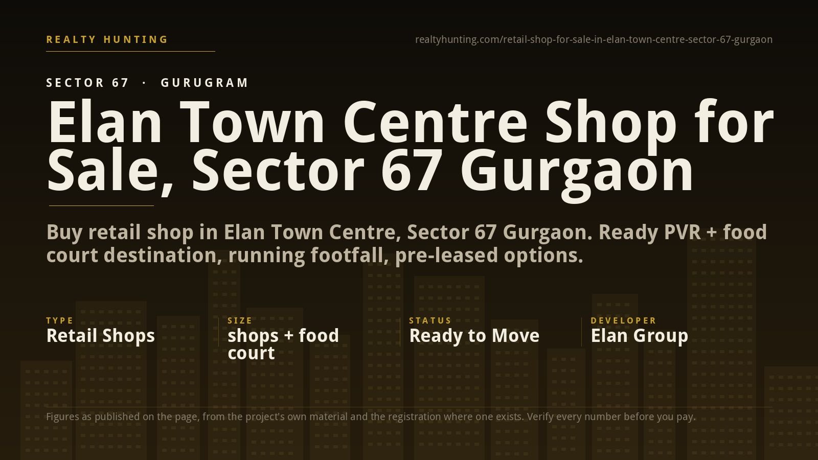 Elan Town Centre Shop for Sale, Sector 67 Gurgaon