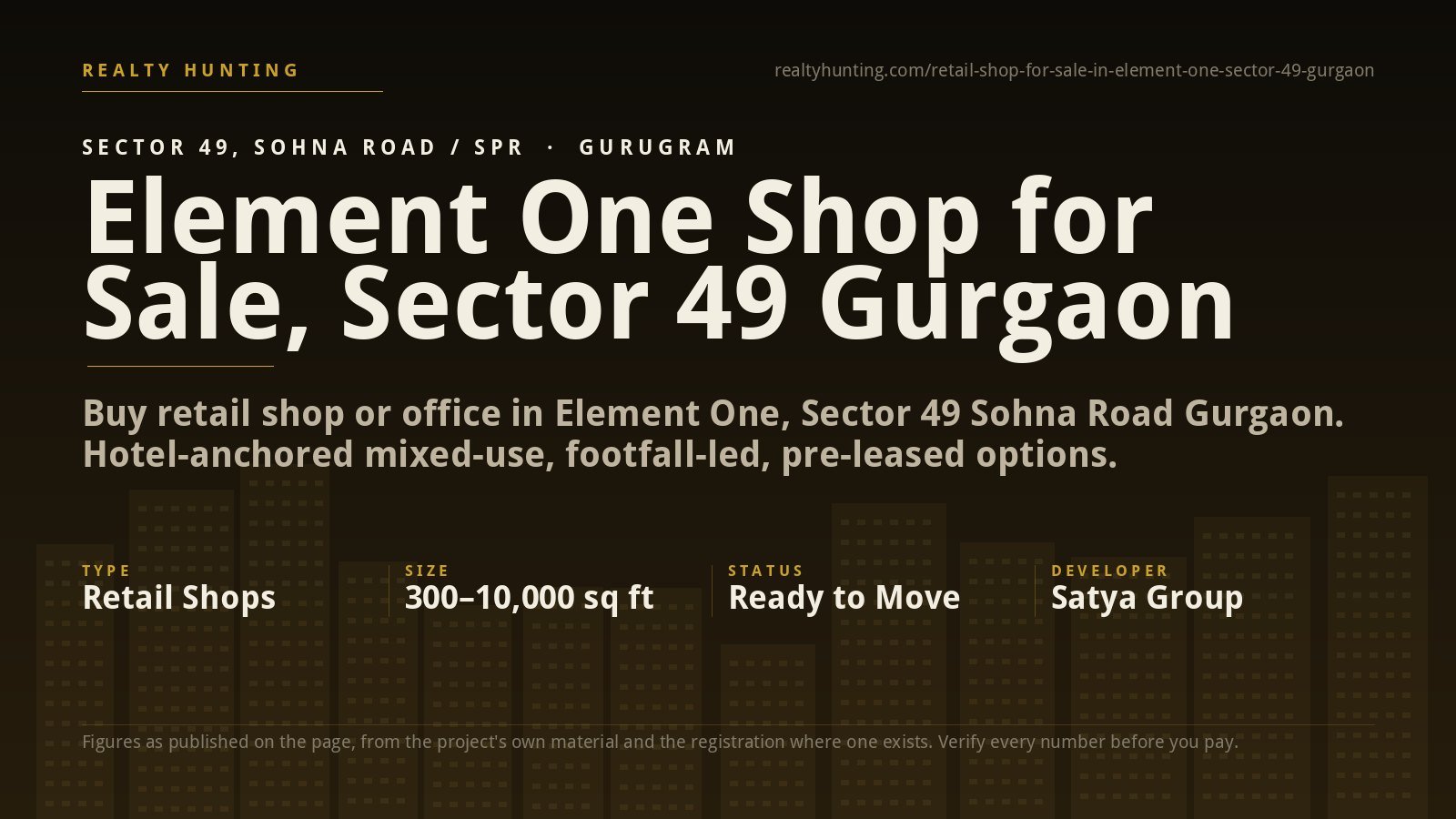Element One Shop for Sale, Sohna Road Sector 49 Gurgaon