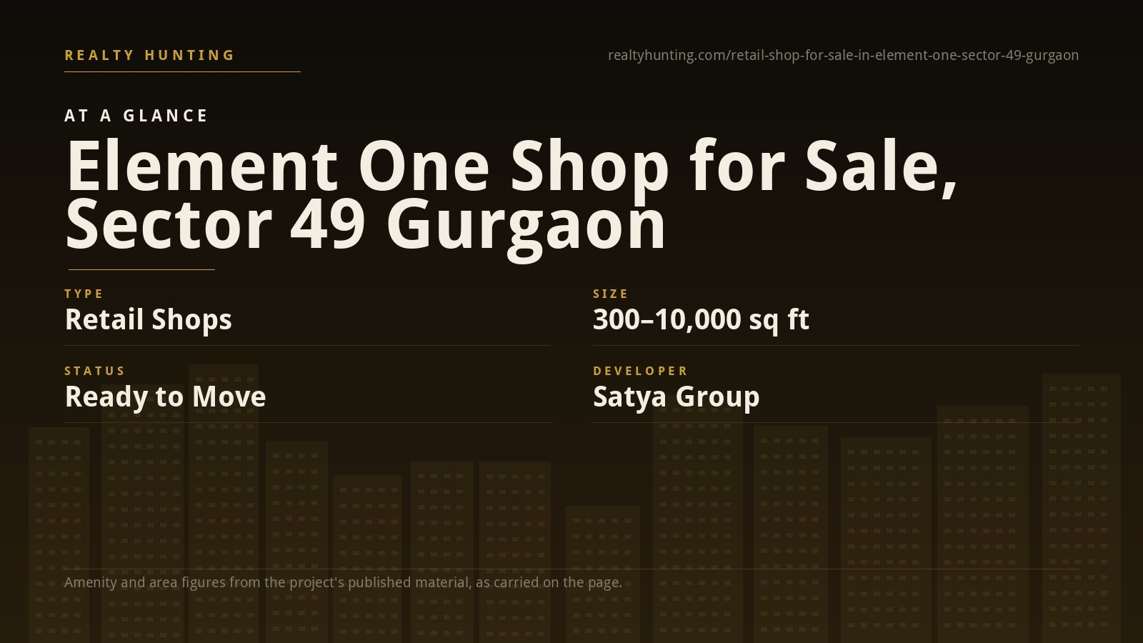 Element One Shop for Sale, Sohna Road Sector 49 Gurgaon — photo 1
