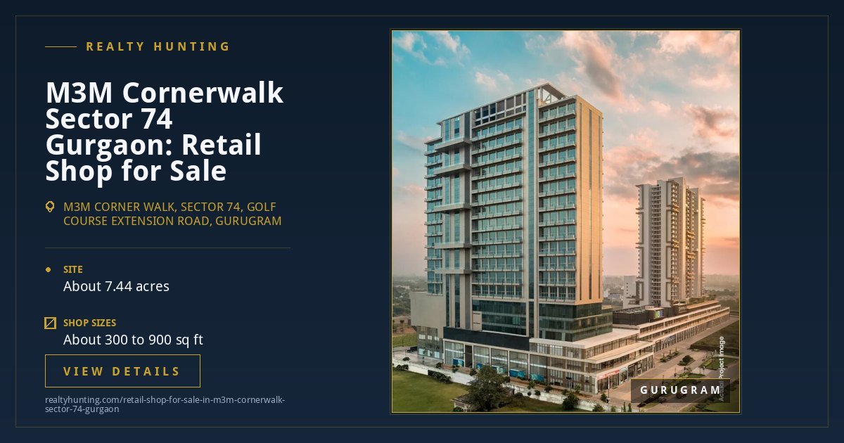 M3M Cornerwalk Retail Shop for Sale, Sector 74 Gurgaon