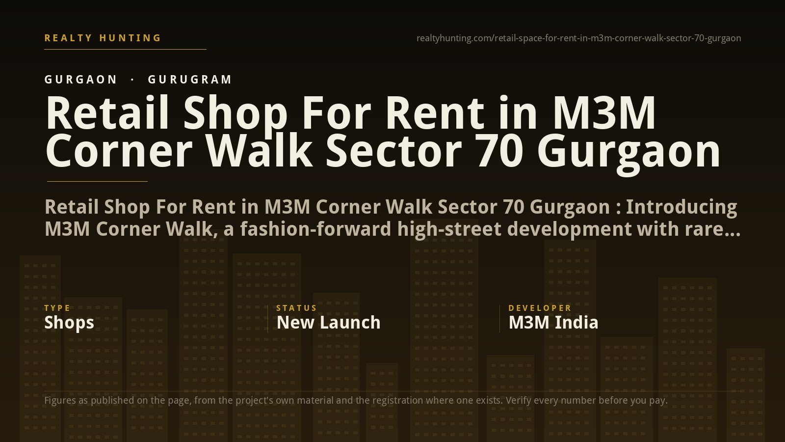 Retail Shop for Rent in M3M Corner Walk, Sector 74 Gurgaon: What the Registration Says