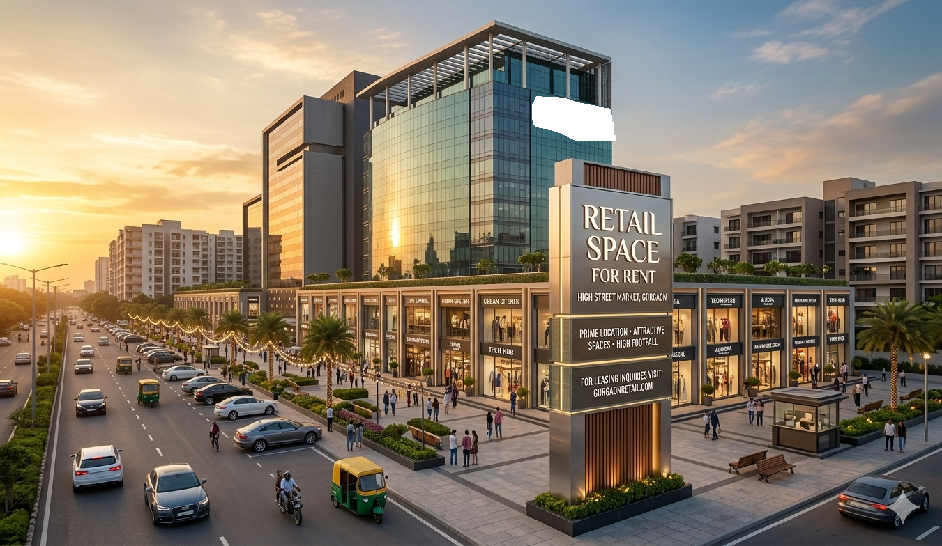 Retail space on Rent in High street market of Gurgaon