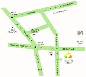 Central Park Resorts Sky Villas Location Map