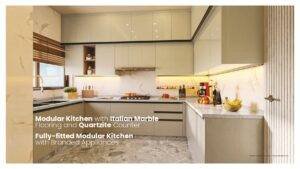 Tarc Tripundra Modular Kitchen with italic Marble