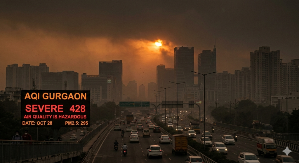 AQI Gurgaon - Breathing and Haze: A Snapshot of AQI Gurgaon - Realty Hunting Gemini Generated Image g48ln5g48ln5g48l
