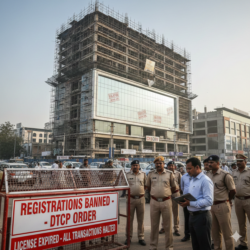 Property transactions come to a standstill after DTCP bans registrations in commercial colony at Gurugram - Realty Hunting Gemini Generated Image k457zdk457zdk457