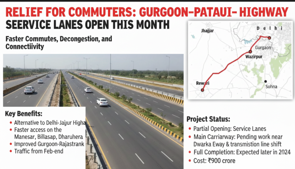 Gurgaon–Pataudi–Rewari Highway Service Lanes to Open This Month - Realty Hunting Gurgaon–Pataudi–Rewari Highway Service Lanes to Open This Month