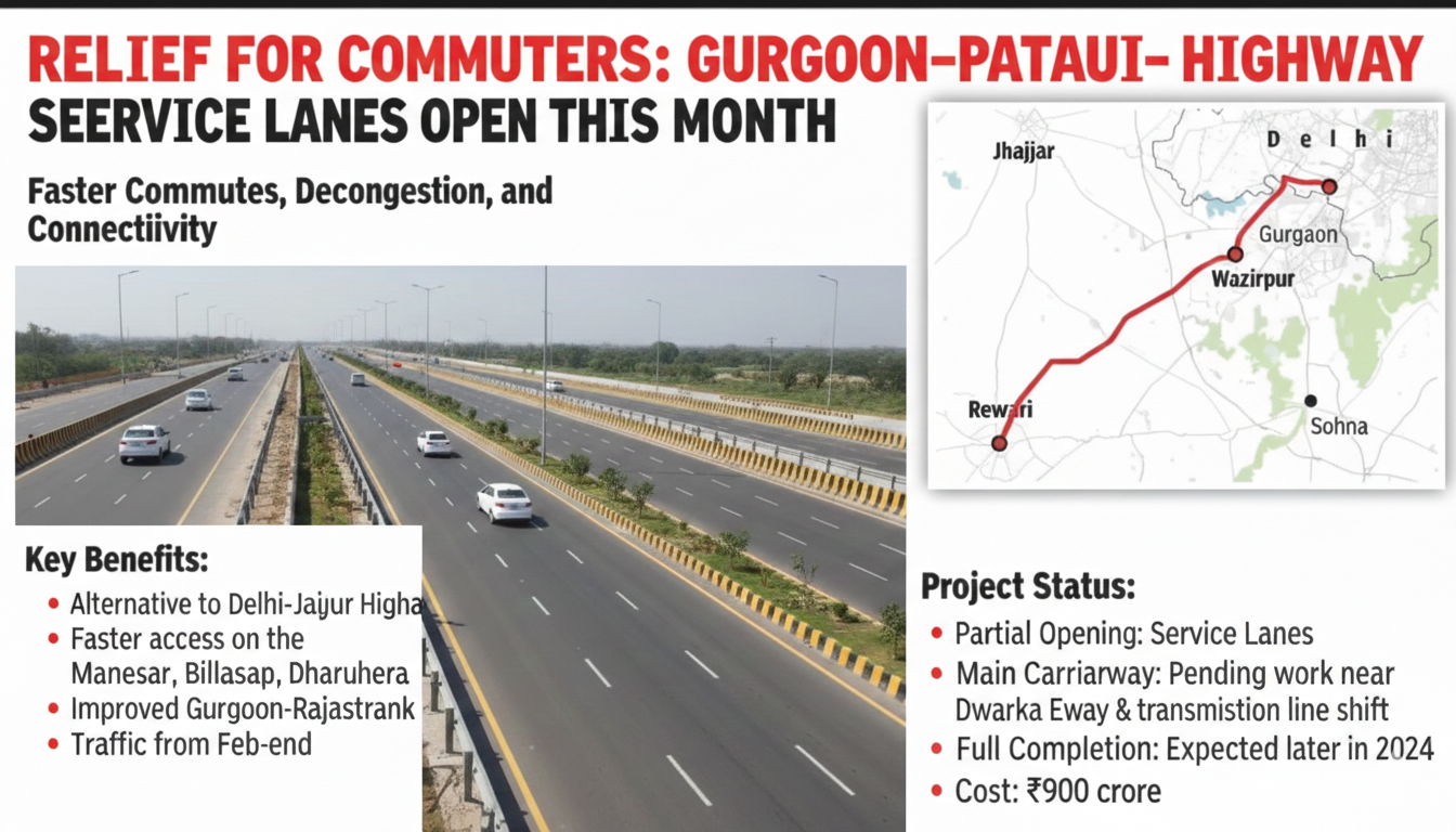 Gurgaon–Pataudi–Rewari Highway Service Lanes to Open This Month