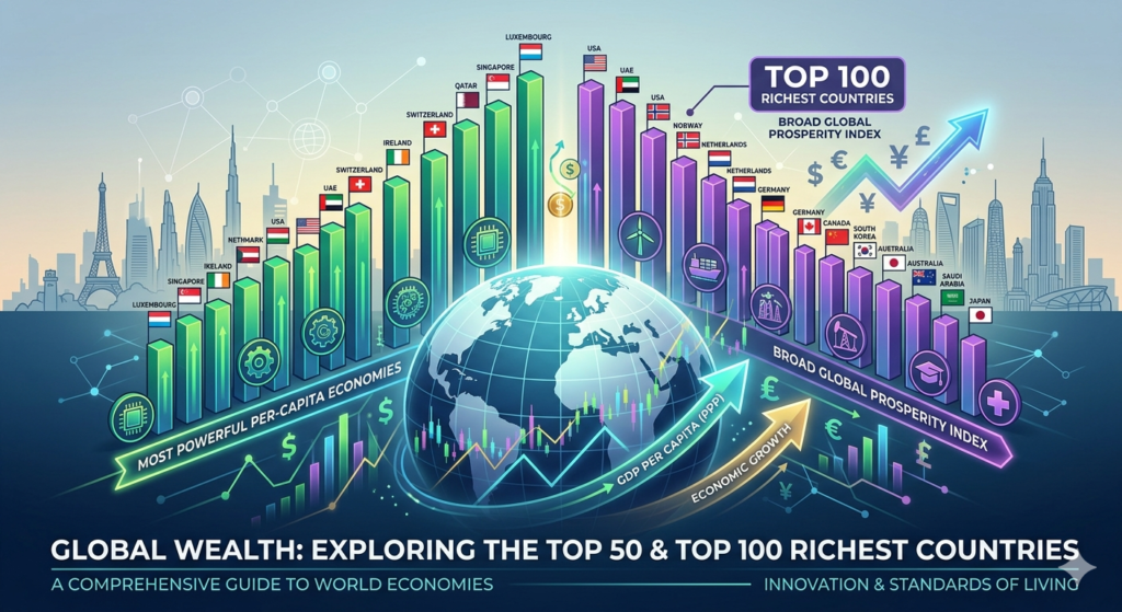 Top 50 and Top 100 richest countries in the world list