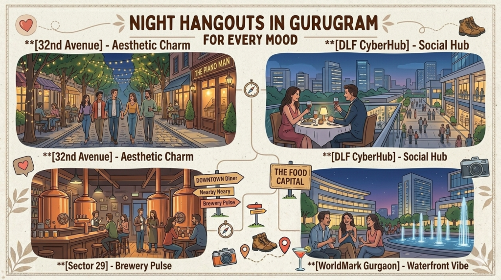 Places to Hangout in Gurgaon at night - Realty Hunting Gemini Generated Image bcfff9bcfff9bcff