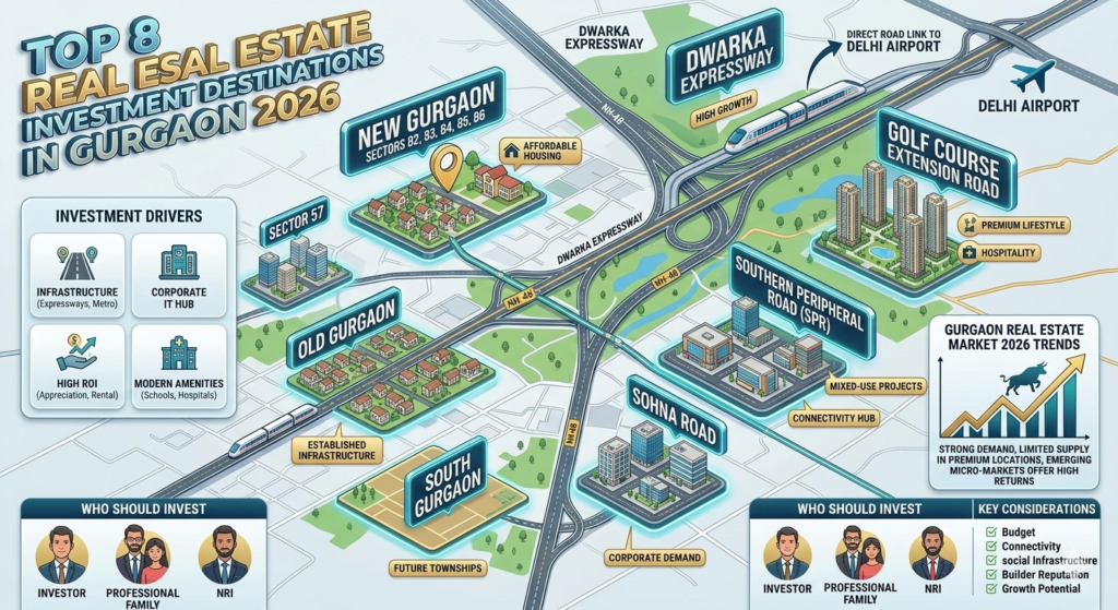 Best Places to Invest in Real Estate in Gurgaon 2026 - Realty Hunting Best Places to Invest in Real Estate in Gurgaon 2026