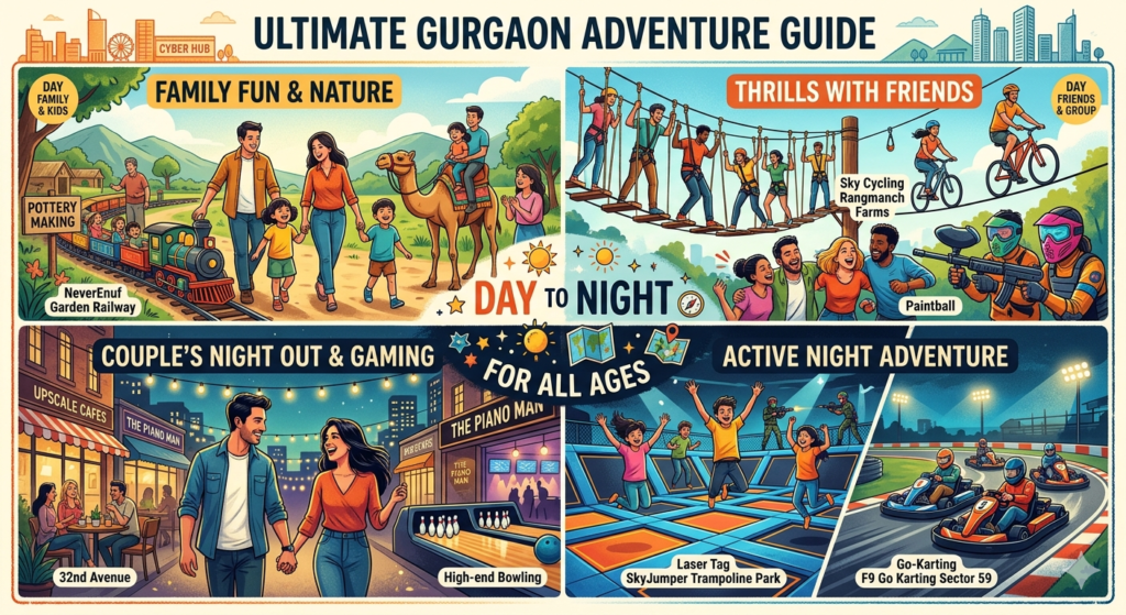 Adventure Places in Gurgaon with family, friends, Kids, couples, day, night - Realty Hunting Gemini Generated Image cf5j5lcf5j5lcf5j