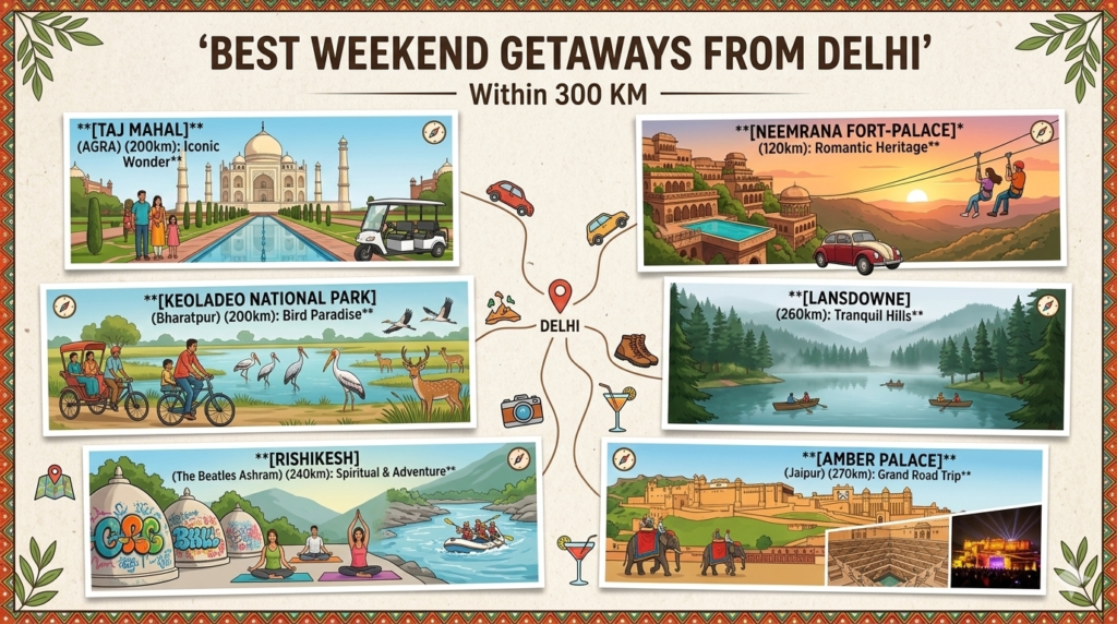 Tourist Places Near Delhi within 300 kms with family, friends, Kids, couples, day, night - Realty Hunting Gemini Generated Image fn0m4lfn0m4lfn0m