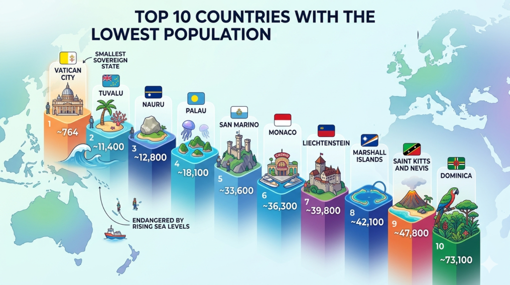 Top 10 lowest population country