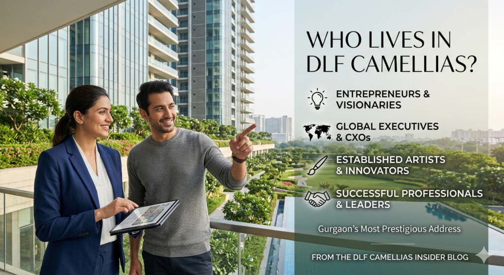 Who lives in DLF Camellias Gurgaon ?