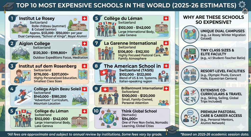 Which is the most expensive school in the world and top 10 most expensive school in the world