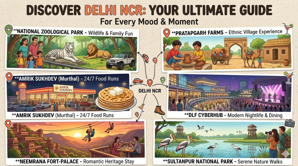 Visiting and Tourist Places Delhi Ncr with family, friends, Kids, couples, day, night - Realty Hunting Gemini Generated Image rksje6rksje6rksj