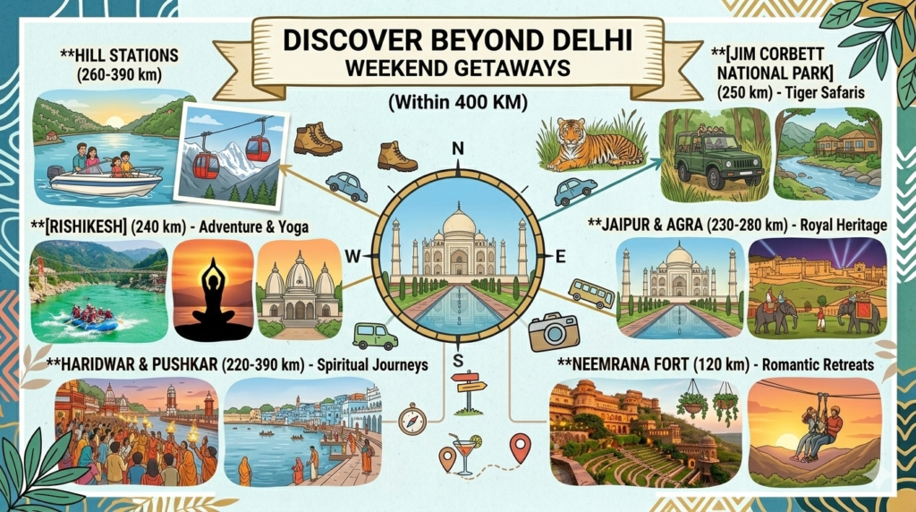 Tourist Places near Delhi within 400 kms with family, friends, Kids, couples, day, night - Realty Hunting Gemini Generated Image wp2690wp2690wp26