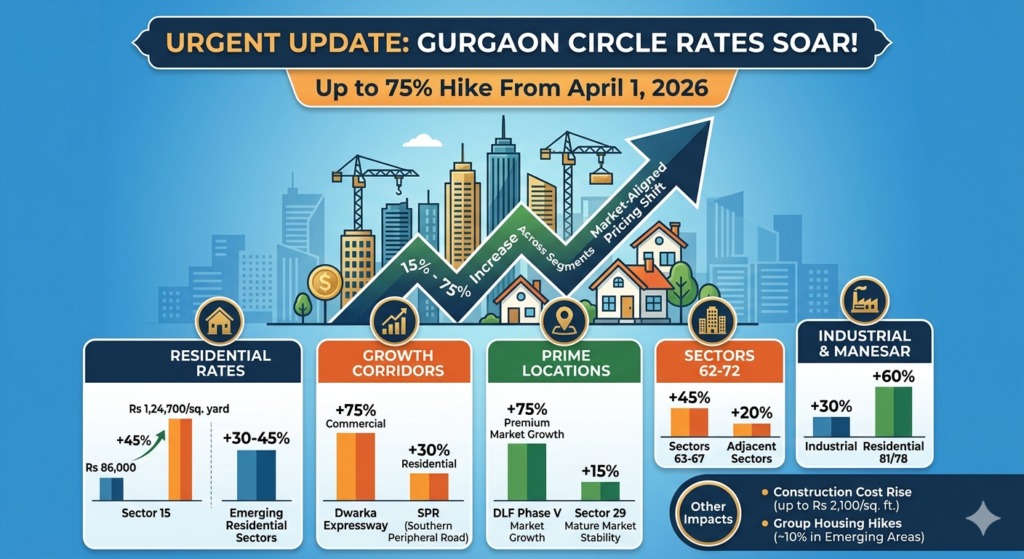Gurgaon circle rates to be increased up to 75% in April 2026