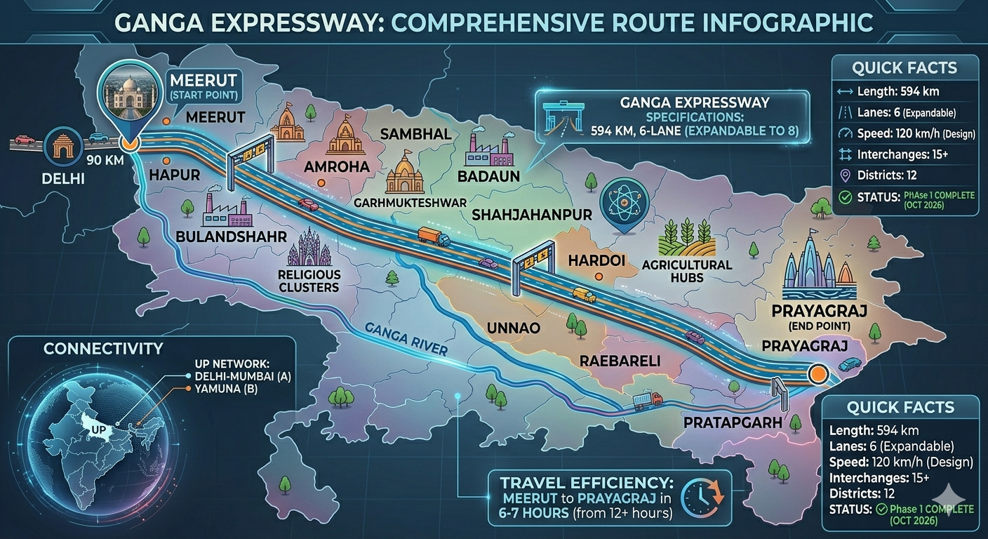 Ganga Expressway Route Map : Your Detailed Guide to Uttar Pradesh’s Mega Route