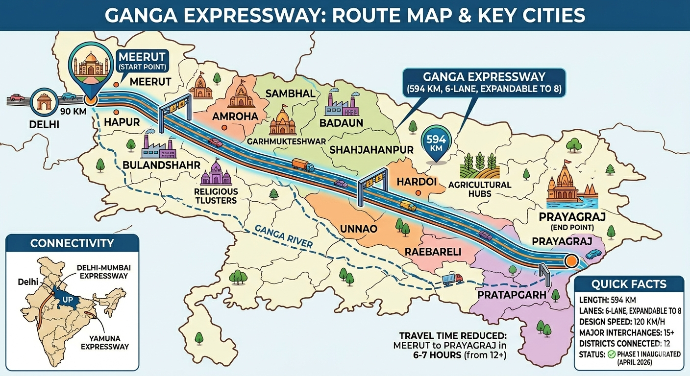 Ganga Expressway Route Map : Your Detailed Guide to Uttar Pradesh’s Mega Route