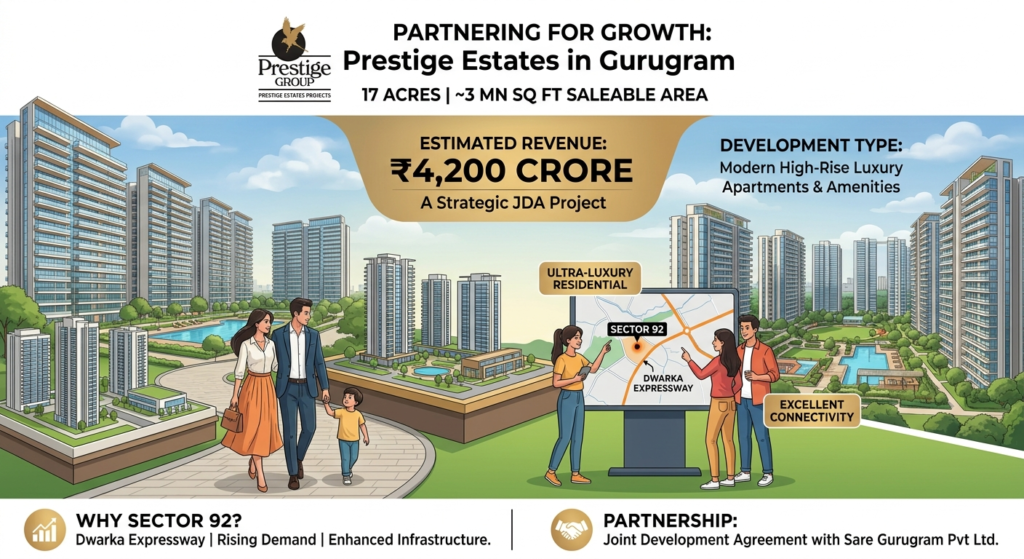 Prestige Estates Gurgaon : Prestige Estates partners for a housing project in Gurugram, eyes ₹4,200 crore revenue - Realty Hunting Prestige Estates Gurgaon : Prestige Estates partners for a housing project in Gurugram, eyes ₹4,200 crore revenue