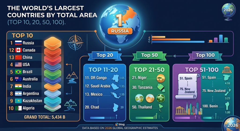 Top 10, 20, 50, 100 largest country in the world by area - Realty Hunting Top 10, 20, 50, 100 largest country in the world by area