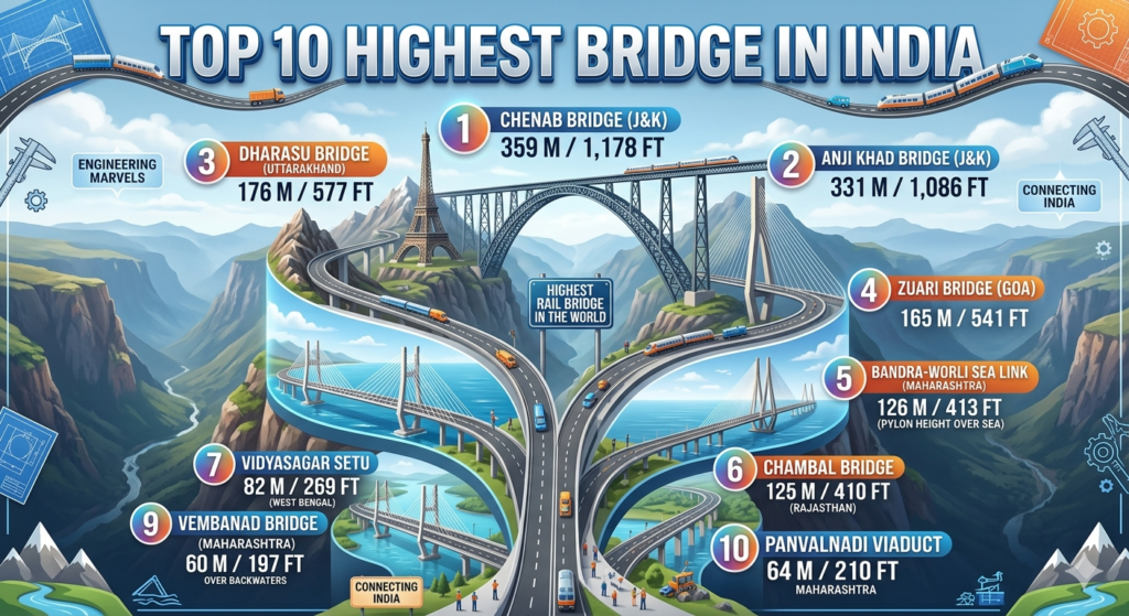 World highest bridge in India Top 10 highest bridge in India