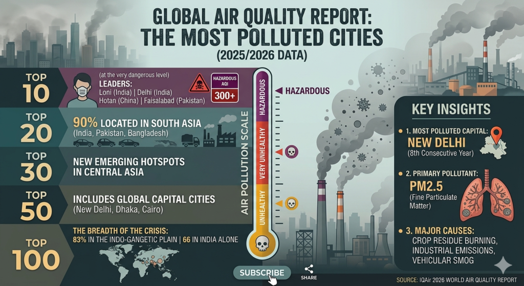 Top 10, 20, 30, 50, 100 the most polluted city in the world