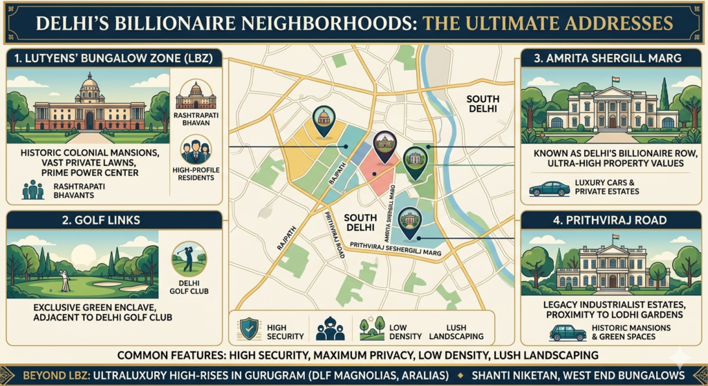 Where do Billionaires live in delhi