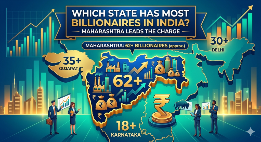 Which state has most billionaires in India