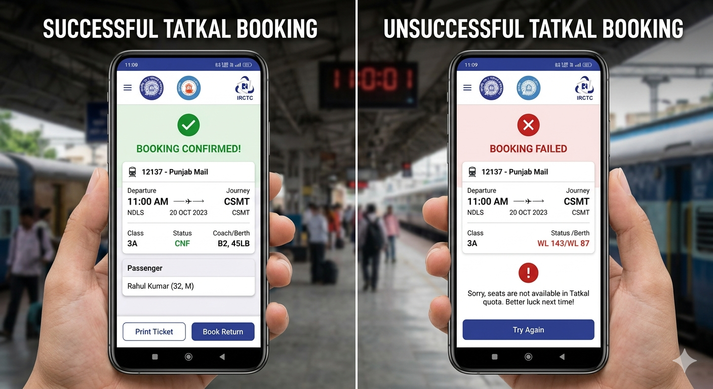 How to book tatkal ticket fast in irctc or RailOne App early and get confirmed seats