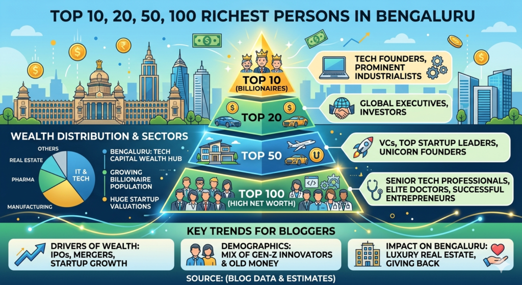 Top 10, 20, 50, 100 richest person in Bangalore