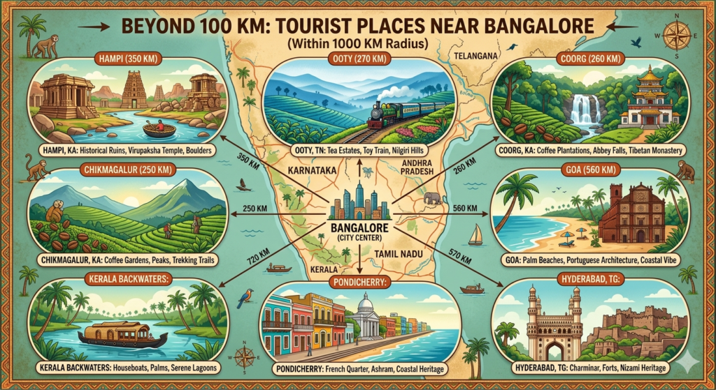 Tourist places near Bangalore within 100 kms