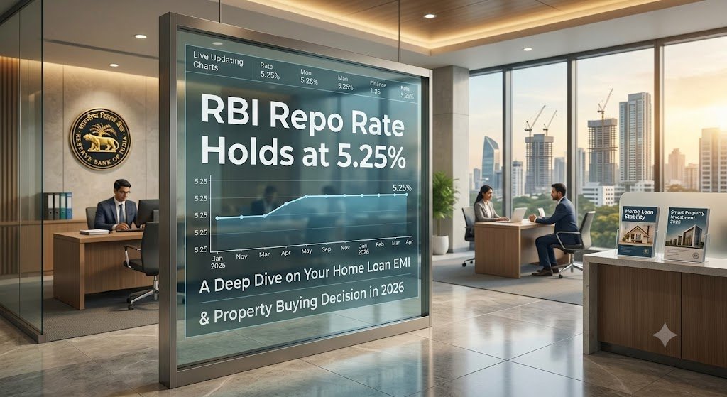 RBI Repo Rate Holds at 5.25%: What It Means for Your Home Loan EMI and Property Buying Decision in 2026 - Realty Hunting RBI Repo Rate Holds at 5.25%: What It Means for Your Home Loan EMI and Property Buying Decision in 2026